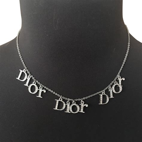 chirstian dior logo necklace|dior charm necklace.